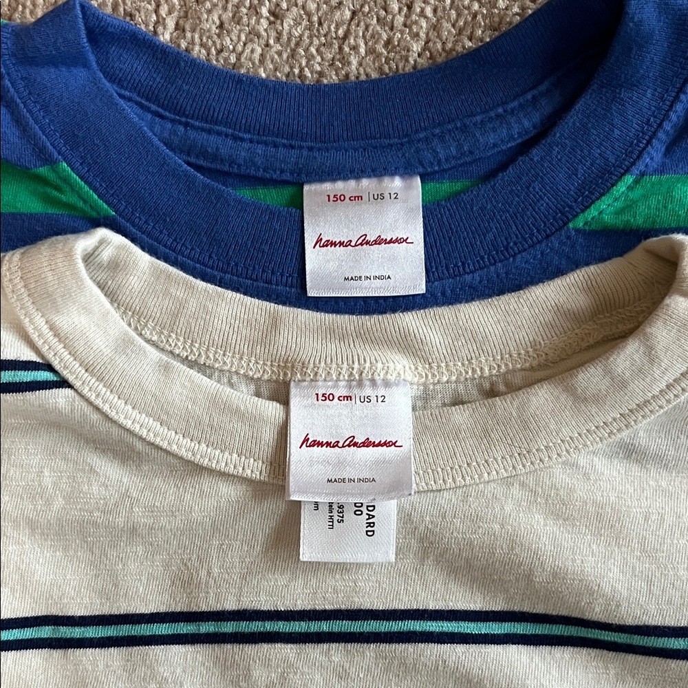 Hanna Andersson Blue and Green Striped Tees - Picture 2 of 4